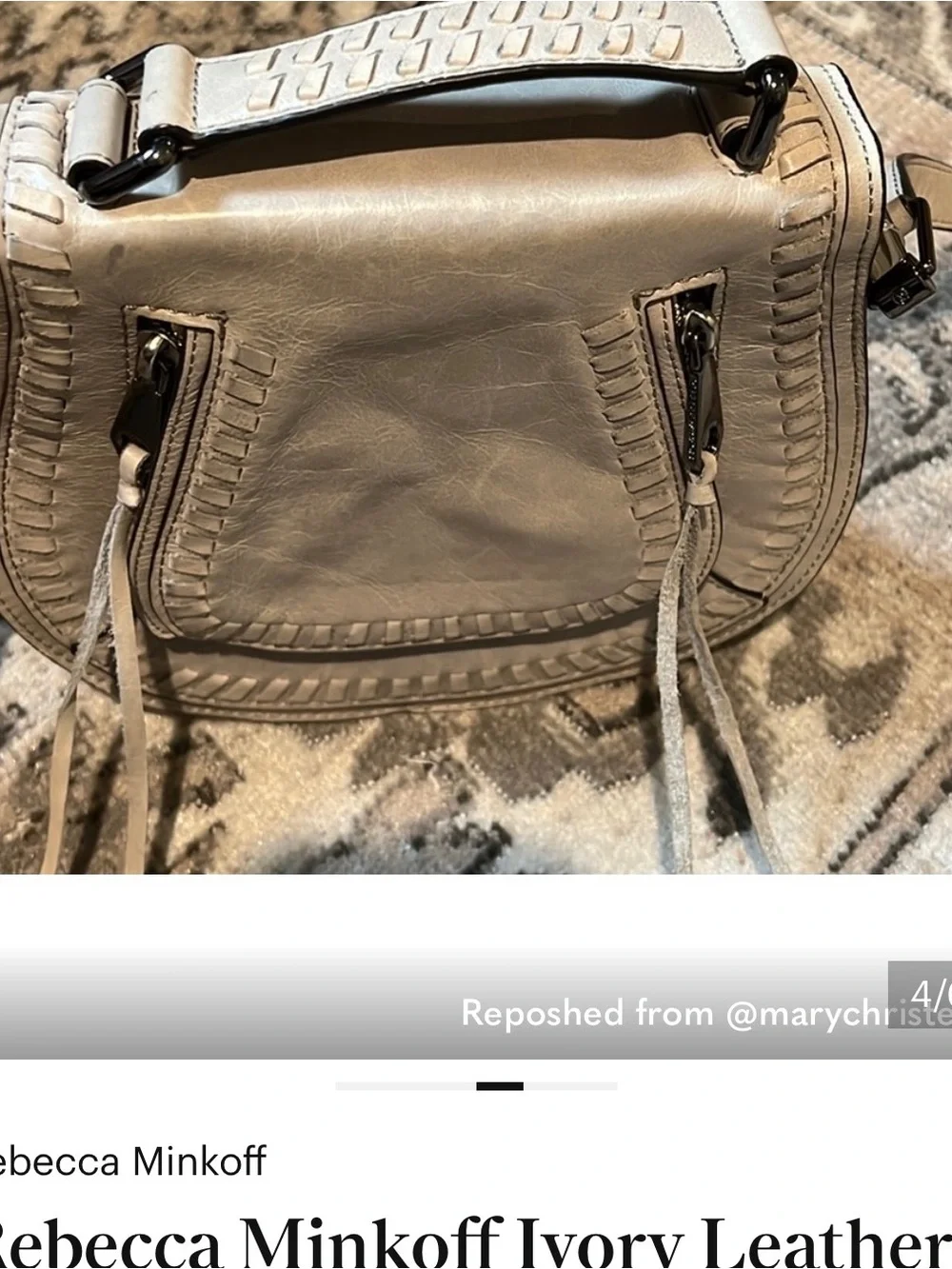 Rebecca Minkoff Ivory Braided Saddle Crossbody#033